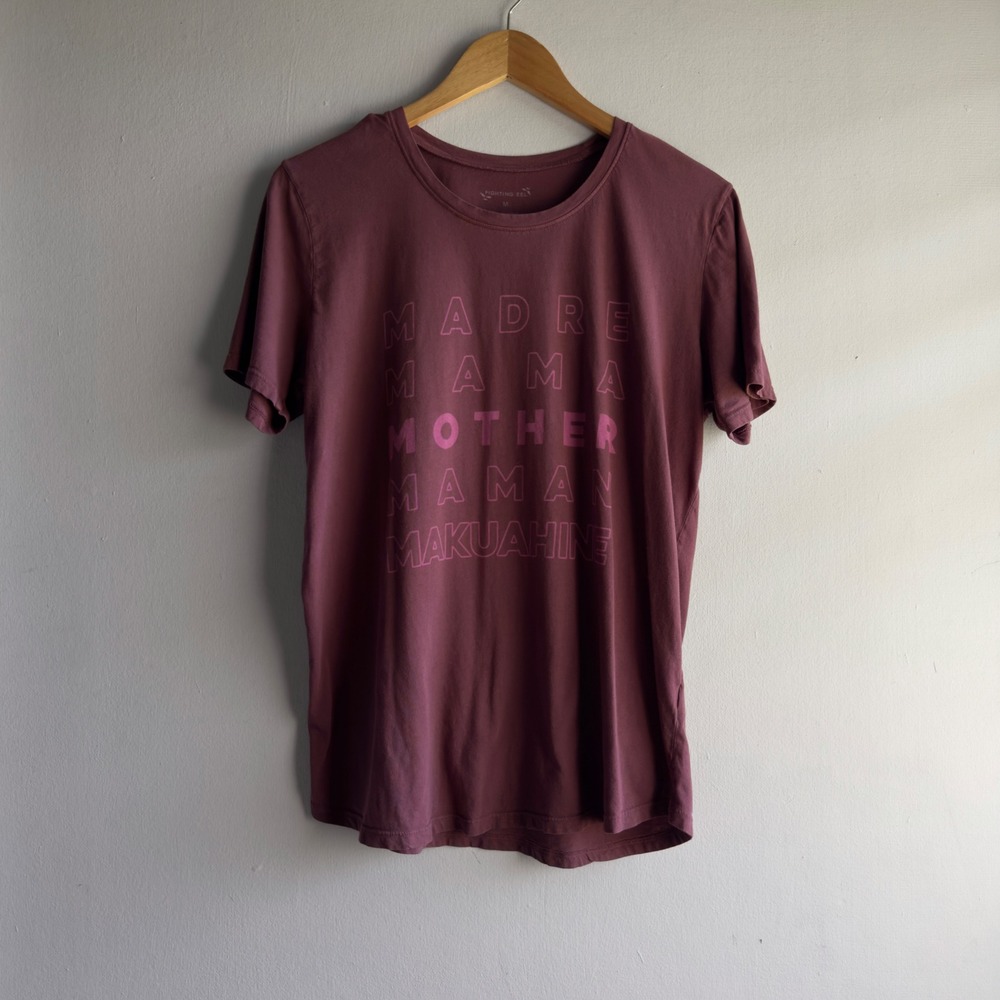 Fighting Eel Mother Makuahine Graphic Tee Women Size M Mauve Hawaii Boho